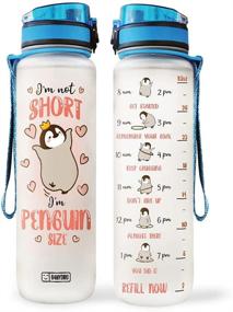 img 4 attached to 🐧 64HYDRO Penguin Motivational Water Bottle - 32oz 1Liter Size, Time Marker, Ideal for Penguin Lovers - MAL1708007