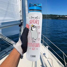 img 3 attached to 🐧 64HYDRO Penguin Motivational Water Bottle - 32oz 1Liter Size, Time Marker, Ideal for Penguin Lovers - MAL1708007