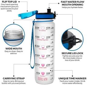 img 1 attached to 🐧 64HYDRO Penguin Motivational Water Bottle - 32oz 1Liter Size, Time Marker, Ideal for Penguin Lovers - MAL1708007