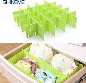 img 1 attached to ShineMe Drawer Dividers 8Pcs Adjustable Plastic Divider Household Storage Thickening Sub-Grid Finishing Shelves For Home Tidy Closet Stationary Makeup Socks Underwear Scarves Organizer (Green)