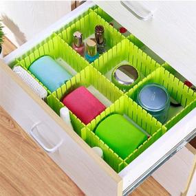 img 2 attached to ShineMe Drawer Dividers 8Pcs Adjustable Plastic Divider Household Storage Thickening Sub-Grid Finishing Shelves For Home Tidy Closet Stationary Makeup Socks Underwear Scarves Organizer (Green)