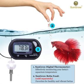 img 1 attached to 🐠 SunGrow Digital Betta Thermometer for Neon Tetra Fish - 1.5” x 2.3” Size, 4 Suction Cups, 2 Batteries Included - Pack of 2