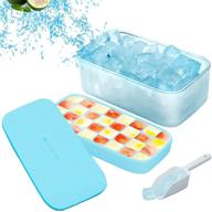 ☃️ ice cube trays with lid and bin - silicon mold for freezer - bpa free container for cocktails, whiskey, baby food - includes scoop logo