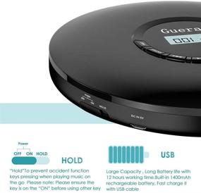 img 1 attached to 🔋 Guaranteed Quality: Portable Rechargeable CD Player 1400mAh with LCD Display & Headphone Jack - Black