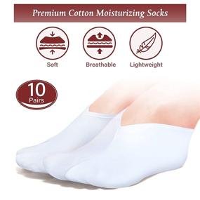 img 3 attached to 10 Pairs Overnight Moisturizing Spa Socks for Dry Feet 🧦 - Enhancing Moisture with Cosmetic Benefits for Women and Men (White)