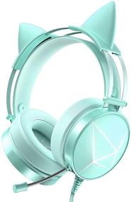 img 4 attached to 🎧 WondHoak Green Gaming Headset with Detachable Cat Ear Headphones for PC, PS4, Xbox One and PS5 - Noise Canceling Microphone, 7.1 Surround Sound and LED Lights