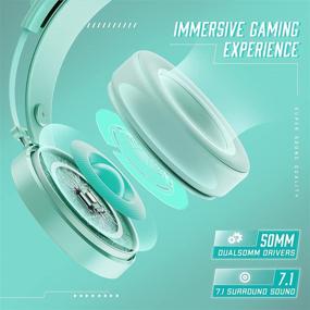 img 3 attached to 🎧 WondHoak Green Gaming Headset with Detachable Cat Ear Headphones for PC, PS4, Xbox One and PS5 - Noise Canceling Microphone, 7.1 Surround Sound and LED Lights