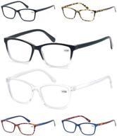 stylish cawint reading glasses for small-faced women & men- 6 pack, lightweight square frame readers logo