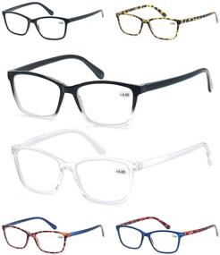 img 4 attached to Stylish CAWINT Reading Glasses for Small-Faced Women & Men- 6 Pack, Lightweight Square Frame Readers