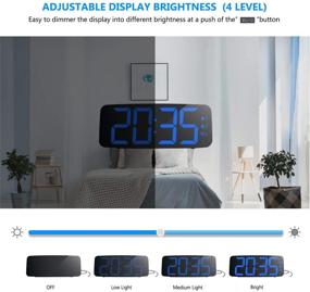 img 2 attached to HAPTIME Digital Alarm Clock Radio: Large LED Display with 4 Brightness Dimmer, Dual Alarms, Snooze, FM Radio with Sleep Timer - Blue Digits Clock for Bedroom