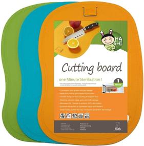 img 4 attached to 🔪 Set of 3 HASHI Ergonomic Design TPE Cutting Boards - Flexible, Dishwasher Safe, BPA Free Chopping Boards