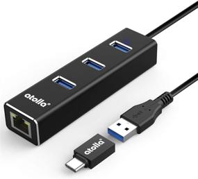 img 4 attached to 🔌 USB 3.0 Hub Ethernet with USB C Adapter: 3 Port Splitter and Gigabit Ethernet RJ45 1000Mbps Extender