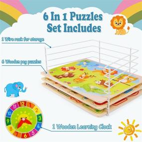 img 2 attached to 🧩 Enhancing Cognitive Skills: Wooden Toddlers Puzzles for Educational Storage