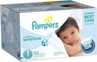 156 count - pampers swaddlers sensitive disposable baby diapers, super pack - diapers for newborns / size 1 (8-14 lb) logo