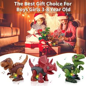 img 3 attached to 🦕 Dinosaur Toys for 3-8 Year Old Boys and Girls - Upgraded with Light, Sound and Take Apart Feature | Educational Christmas and Birthday Gifts for Children