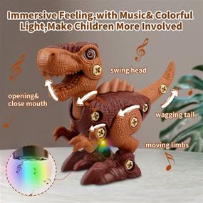 img 2 attached to 🦕 Динозавры игрушки для мальчиков и девочек от 3 до 8 лет - модернизированные с светом, звуком и возможностью разборки | Образовательные рождественские и днюховые подарки для детей.