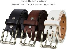 img 1 attached to 🧳 Vintage Black Leather One-Piece Roller: Men's Accessories and Belts