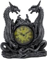 📚 gothic bookshelf clock: dwk twin dragon, decorative fireplace dragon figurines, vintage shelf clock - 11 logo