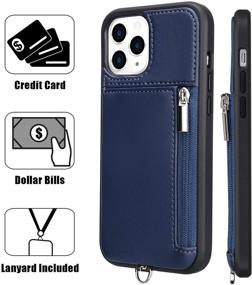 img 2 attached to 💼 Labato iPhone 12/12 Pro Wallet Case with Strap - Slim Leather Lanyard Case, Back Zipper Wallet with Card Holder - Protective Phone Cover for 6.1'' iPhone 12/12 Pro 2020 (Blue)