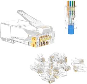 img 4 attached to High-Quality VCE RJ45 Cat6 Pass Through Connectors 50-Pack for Solid or Standed UTP Network Cable – UL Listed