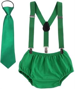 img 4 attached to Trendy Baby Boys Suspenders Cake Smash Outfits: Bloomers, Necktie, and Bowtie Set - Adjustable Y Back Clip Tie – Perfect for Kids' 1st Birthday Outfits