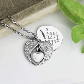 img 1 attached to 👼 abooxiu DAD MOM Angel Wings Heart Urn Necklace - Stainless Steel Cremation Jewelry for Ashes - Create a Personalized Memorial Keepsake