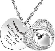 👼 abooxiu dad mom angel wings heart urn necklace - stainless steel cremation jewelry for ashes - create a personalized memorial keepsake logo