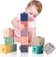 👶 mixi baby toys blocks - soft, teething, and montessori developmental toys for babies 6 months and up (12pcs) logo
