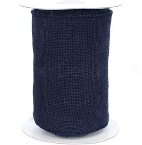 img 1 attached to 🔵 Navy Blue CleverDelights 6" Burlap Ribbon - Wired/Finished Edges - Super-Fine Tight Weave - 10 Yards Long