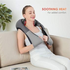 img 2 attached to Relax and Renew with Shiatsu Neck Massager & Heat: Ideal Back Massager for Women and Men, Deep Tissue Kneading Shoulder Massager - Ultimate Massage Pillow for Neck, Back, Shoulder, Foot, and Leg