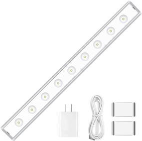 img 4 attached to 🔌 Home Kitchen LED Under Cabinet Lighting, Plug-in with Built-in Magnet, Warm White Counter Lights, All in Kit - 5V/1A 3W/300LM CRI80