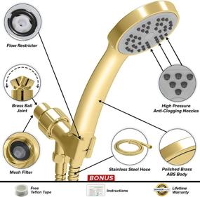 img 2 attached to 🚿 ShowerMaxx Choice Series 3.3 inch Ultra High Pressure Hand Held Shower Head: Polished Brass/Gold Finish