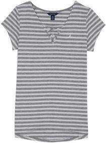 img 1 attached to 👚 Nautica Girls' Stripe Top: Stylish Tie-Front Fashion for a Trendy Look