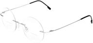 👓 titanium alloy rimless bifocal reading glasses: round frame lightweight eyeglasses for men and women logo