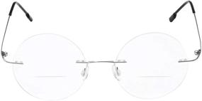 img 3 attached to 👓 Titanium Alloy Rimless Bifocal Reading Glasses: Round Frame Lightweight Eyeglasses for Men and Women