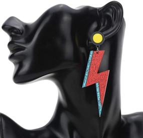 img 3 attached to ⚡ BELUCKIN Acrylic Lightning Bolt Dangle Earrings: Creative Sparkle for Women & Girls' Party Accessory Jewelry