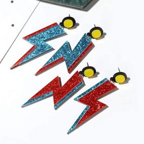 img 2 attached to ⚡ BELUCKIN Acrylic Lightning Bolt Dangle Earrings: Creative Sparkle for Women & Girls' Party Accessory Jewelry