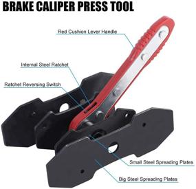 img 2 attached to JIFETOR Brake Caliper Press Tool: 360 Degree Swing Ratchet Expander Wrench for Car Wheel Piston Spreading, with Extra 2PCS Large Plates - Ideal for Single Twin Quad Sextuplet Piston Disc Brake Caliper Maintenance