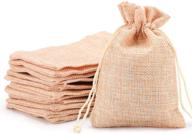 🎁 eusoar burlap bags with drawstring, 50 pcs, reusable linen pouches for business and gift packaging - apricot logo