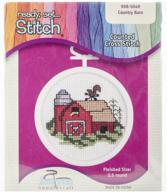 janlynn 18 count round mini counted cross stitch kit, 2-1/2-inch, barn: charming and compact crafting delight logo