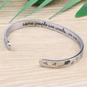 img 2 attached to Memgift Friendship Bracelet for Bridesmaids - Leaf Steel Cuff Jewelry Gift for Maid of Honor and Best Friends