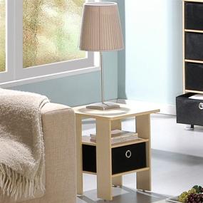 img 1 attached to 🛏️ Furinno End Table Bedroom Night Stand with Bin Drawer, Steam Beech and Black Finish