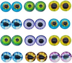img 4 attached to 🐉 40PCS 15mm Dragon Eyes Round Glass Cabochon Flatback Jewelry Findings - Animal Eye Dome Cameo Pendant Settings (Pairs)