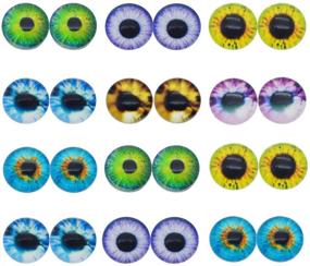 img 2 attached to 🐉 40PCS 15mm Dragon Eyes Round Glass Cabochon Flatback Jewelry Findings - Animal Eye Dome Cameo Pendant Settings (Pairs)