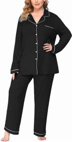 img 4 attached to 👚 IN'VOLAND Plus Size Pajamas: Long Sleeve Sleepwear Set for Women, Button Down Night Shirt, Soft & Comfortable Lounge Sets (16W-28W)
