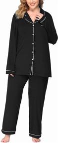 img 3 attached to 👚 IN'VOLAND Plus Size Pajamas: Long Sleeve Sleepwear Set for Women, Button Down Night Shirt, Soft & Comfortable Lounge Sets (16W-28W)