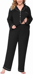 img 1 attached to 👚 IN'VOLAND Plus Size Pajamas: Long Sleeve Sleepwear Set for Women, Button Down Night Shirt, Soft & Comfortable Lounge Sets (16W-28W)