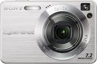 📷 sony cybershot dscw120 7.2mp digital camera: silver, 4x optical zoom, super steady shot logo