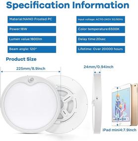 img 2 attached to 🔦 OCIoc 8.9-inch Motion Sensor Ceiling Light 18W Hardwired Ultra Thin Flush Mount Lights Fixture High Brightness 6500K Cool White for Closet Pantry Storage Rooms Doorway Staircase Garage Patio SEO-optimized: "OCIoc 8.9-inch Motion Sensor Ceiling Light 18W Ultra Thin Flush Mount Fixture High Brightness 6500K Cool White for Closet Pantry Storage Rooms Doorway Staircase Garage Patio