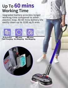 img 3 attached to 🧹 Cordless Electric Mop with LED Headlight and Sprayer, 300ml Water Tank, for Hardwood, Tile, Laminate Floors - Less than 50dB